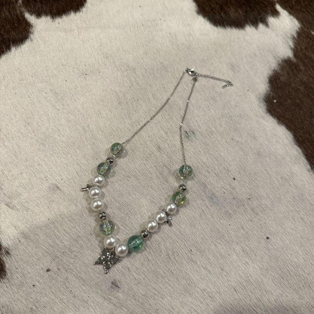 Women's Silver and Green Jewellery
